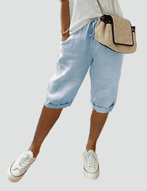 Wide Leg Pants Elastic Waist Casual Shorts for Women