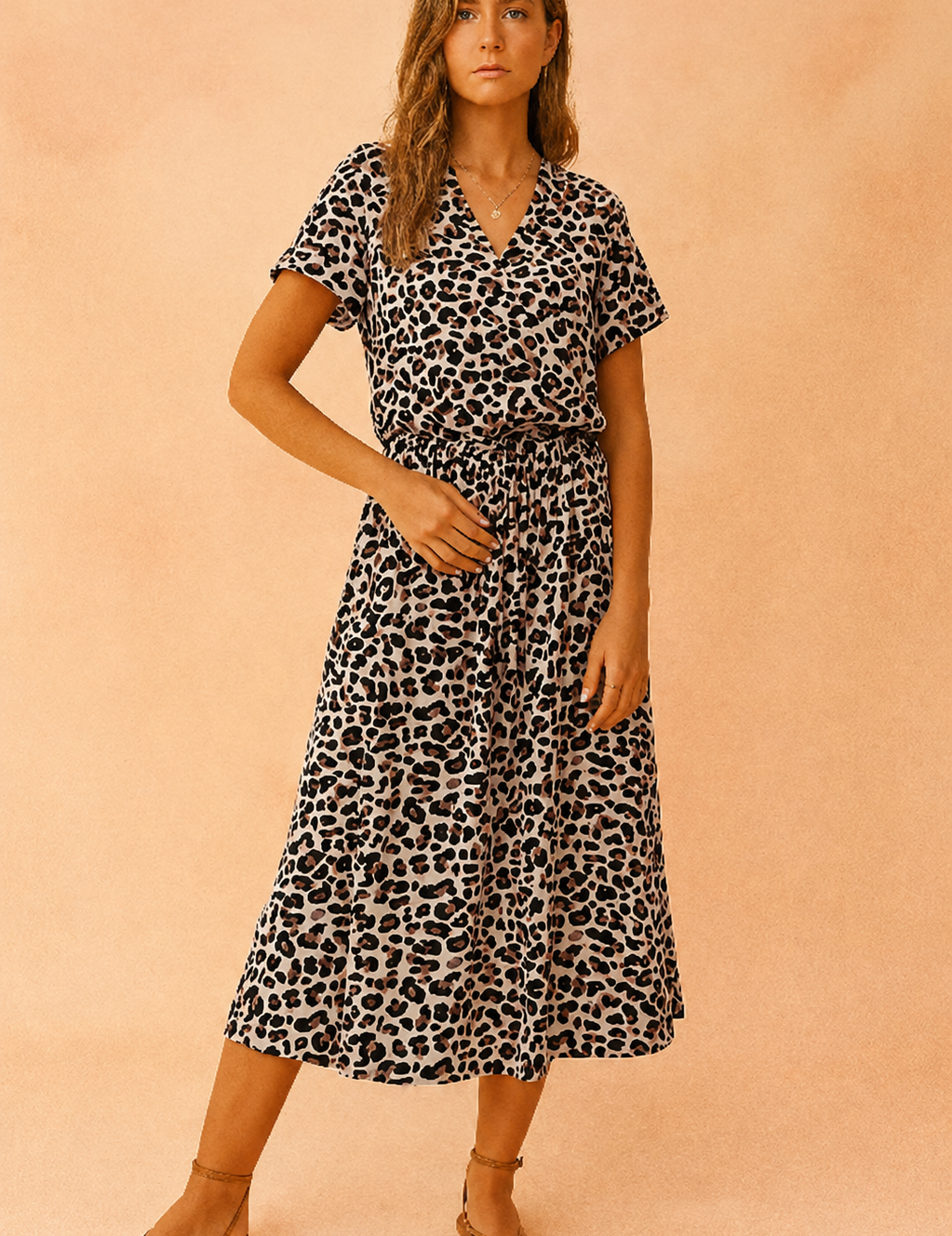 Midi Dress Boho Flowy Tiered Hem for Women