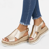 Footbed Sandals with Metallic Strap Detail for women