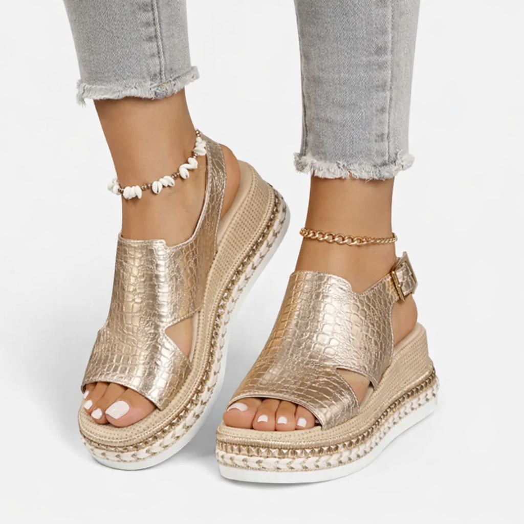 Footbed Sandals with Metallic Strap Detail for women