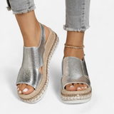 Footbed Sandals with Metallic Strap Detail for women
