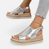 Footbed Sandals with Metallic Strap Detail for women