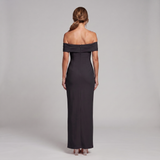 Maxi Dress with Draped Ruffle and Split for Women