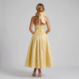 Midi Dress Deep V Halter Neck for Women