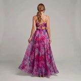 Floral Maxi Dress with Open Back and Spaghetti Straps for women
