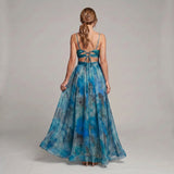 Floral Maxi Dress with Open Back and Spaghetti Straps for women