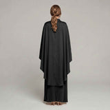 Pleated Maxi Dress with Cape Overlay and Flared Hem for women