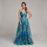 Floral Maxi Dress with Open Back and Spaghetti Straps for women