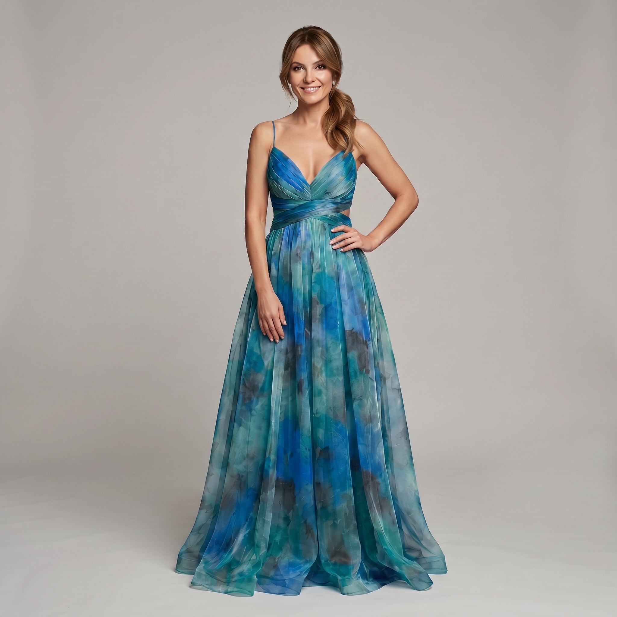 Floral Maxi Dress with Open Back and Spaghetti Straps for women