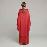Pleated Maxi Dress with Cape Overlay and Flared Hem for women