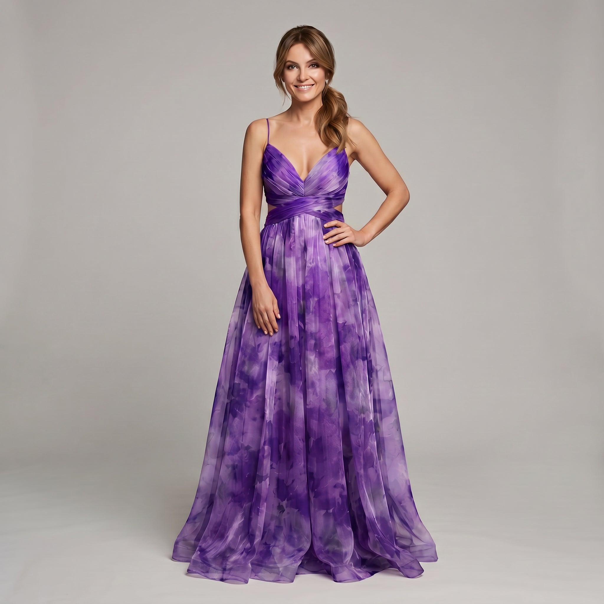 Floral Maxi Dress with Open Back and Spaghetti Straps for women