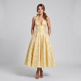 Midi Dress Deep V Halter Neck for Women
