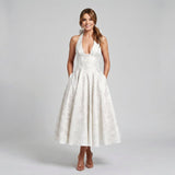 Midi Dress Deep V Halter Neck for Women