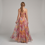 Floral Maxi Dress with Open Back and Spaghetti Straps for women