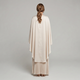 Pleated Maxi Dress with Cape Overlay and Flared Hem for women