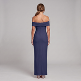Maxi Dress with Draped Ruffle and Split for Women