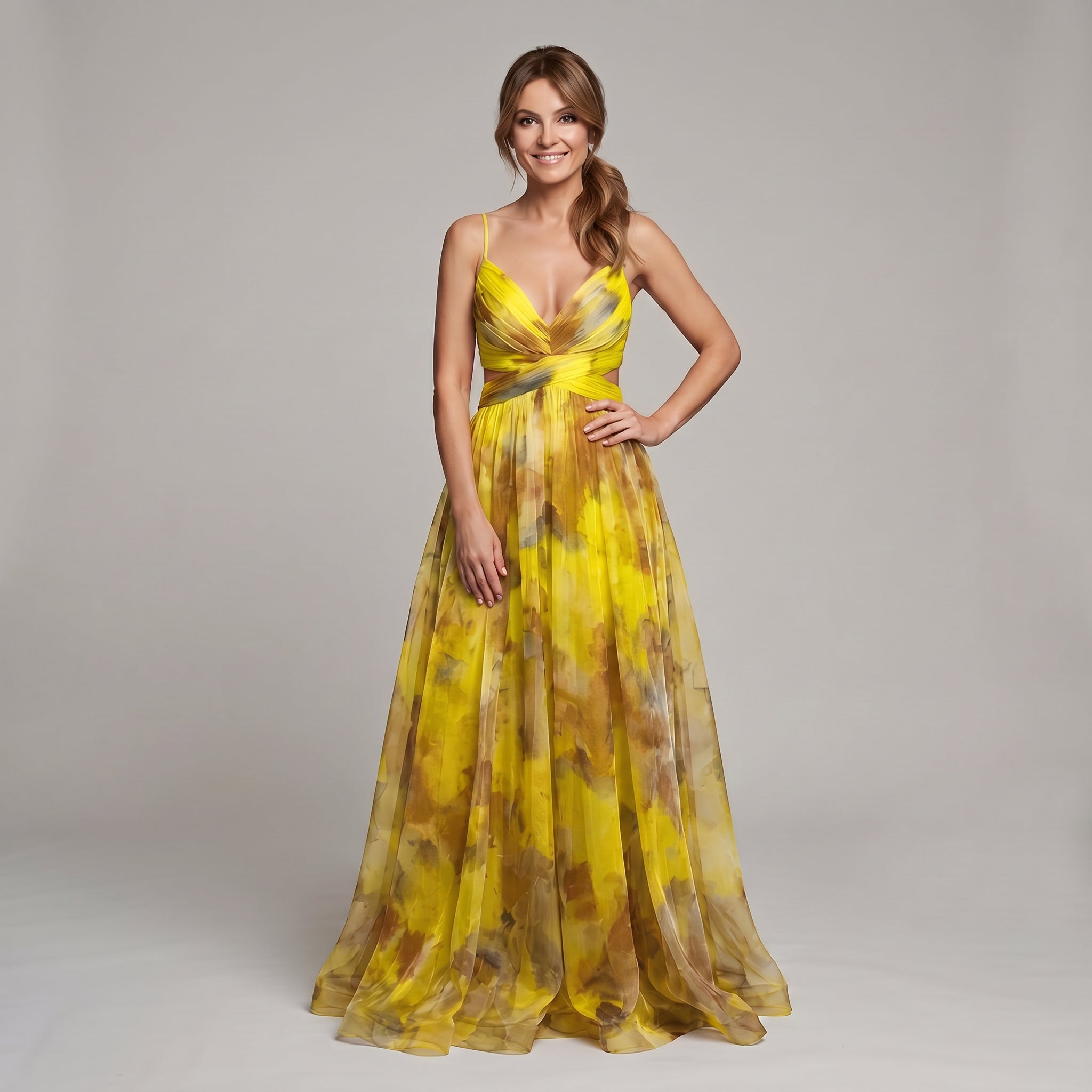 Floral Maxi Dress with Open Back and Spaghetti Straps for women