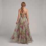 Floral Maxi Dress with Open Back and Spaghetti Straps for women