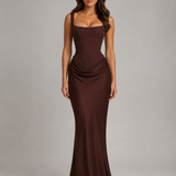 Maxi Dress with Draped Corset Bodice