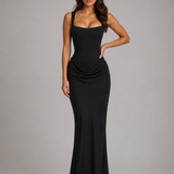 Maxi Dress with Draped Corset Bodice