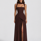 Maxi Dress with Draped Satin Finish