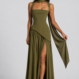 Maxi Dress with Draped Satin Finish