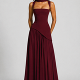Maxi Dress with Draped Satin Finish