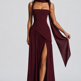 Maxi Dress with Draped Satin Finish