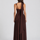 Maxi Dress with Draped Satin Finish