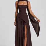 Maxi Dress with Draped Satin Finish