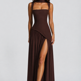 Maxi Dress with Draped Satin Finish
