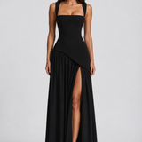 Maxi Dress with Draped Satin Finish