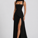 Maxi Dress with Draped Satin Finish