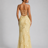 Maxi Dress with Floral Corset Bodice