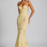 Maxi Dress with Floral Corset Bodice