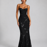 Maxi Dress with Floral Corset Bodice