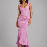Maxi Dress with Floral Corset Bodice