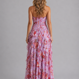 Maxi Dress with Floral Halter Neck