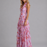Maxi Dress with Floral Halter Neck