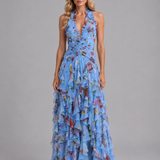 Maxi Dress with Floral Halter Neck