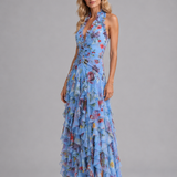 Maxi Dress with Floral Halter Neck