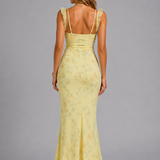 Maxi Dress with Floral Ruffle Straps