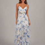 Maxi Dress with Floral Ruffle Skirt