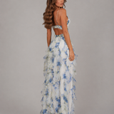 Maxi Dress with Floral Ruffle Skirt
