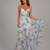 Maxi Dress with Floral Ruffle Skirt