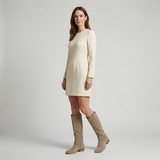 Women's Knee High Slouch Boots in Suede Look