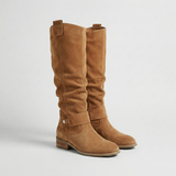 Women's Knee High Slouch Boots in Suede Look