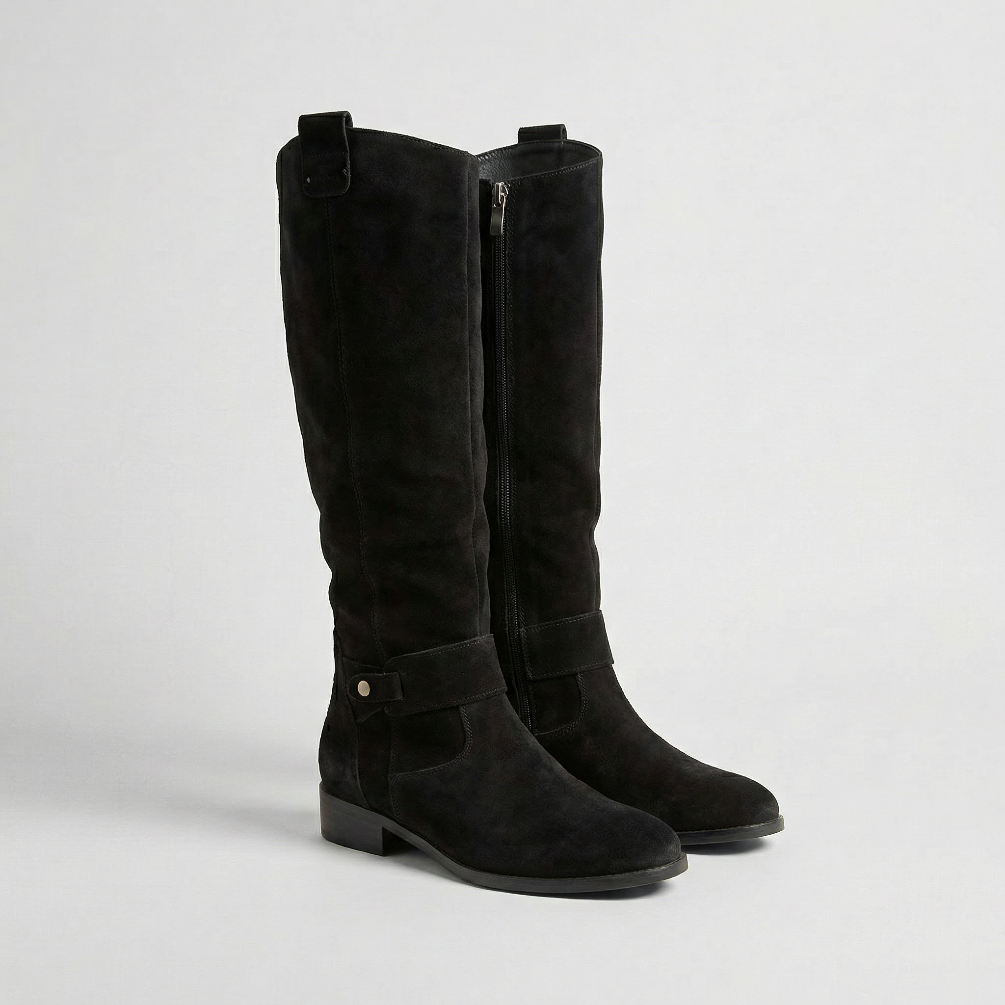 Women's Knee High Slouch Boots in Suede Look