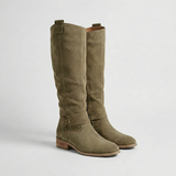 Women's Knee High Slouch Boots in Suede Look