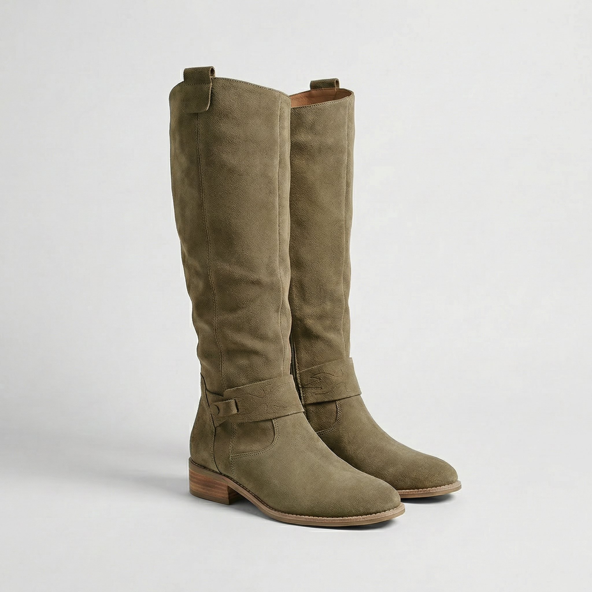 Women's Knee High Slouch Boots in Suede Look
